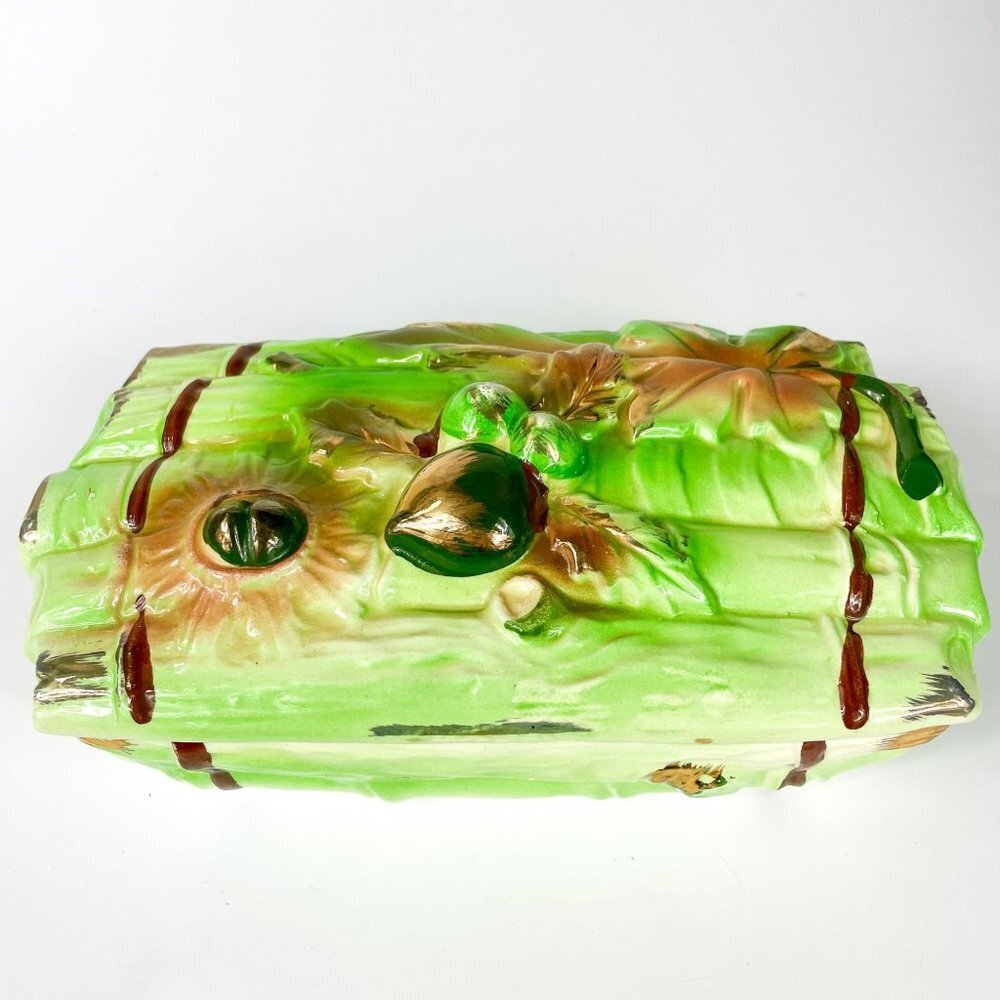 Fairyland import Ceramic Lidded Box Bamboo and Chestnuts Japan